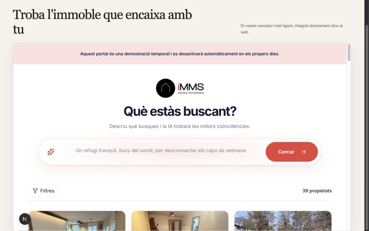 Portal immobiliari integrat dins un apartat de la web d’iMMS